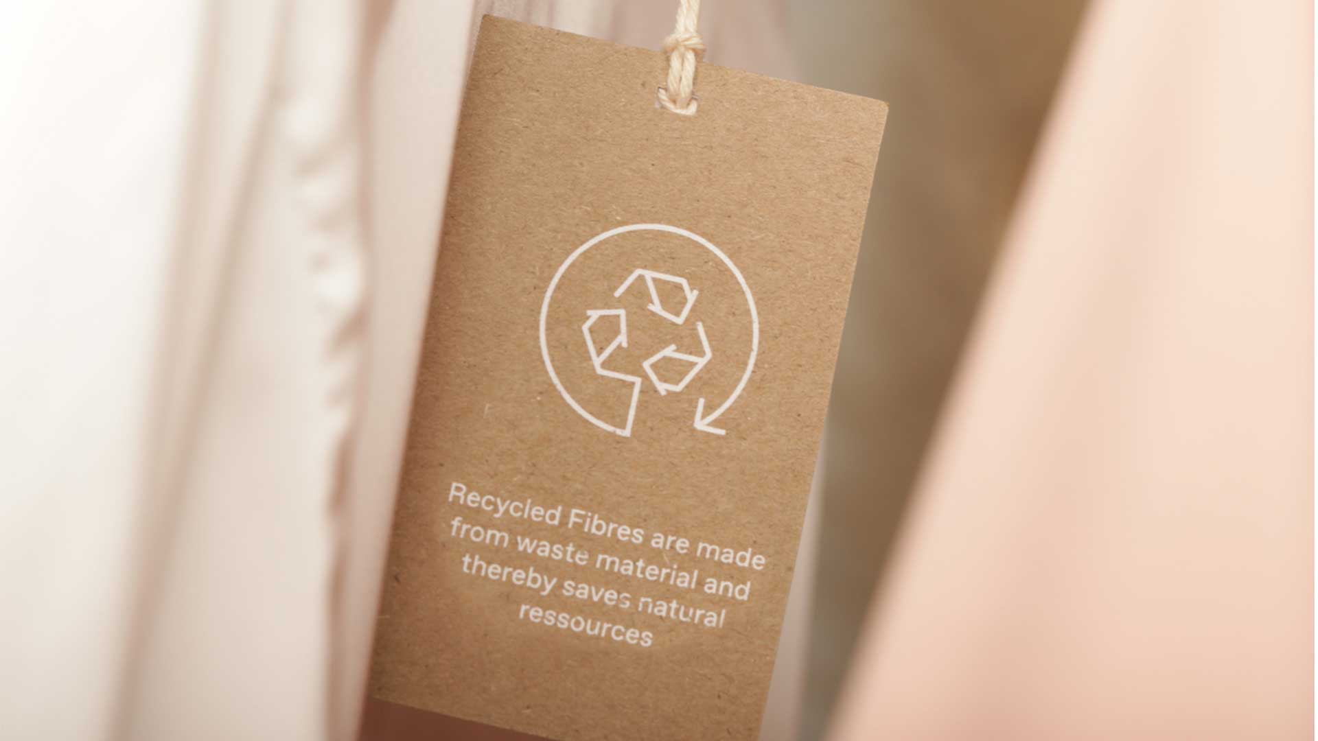 Clothing hangtag of a recycled cotton mix garment