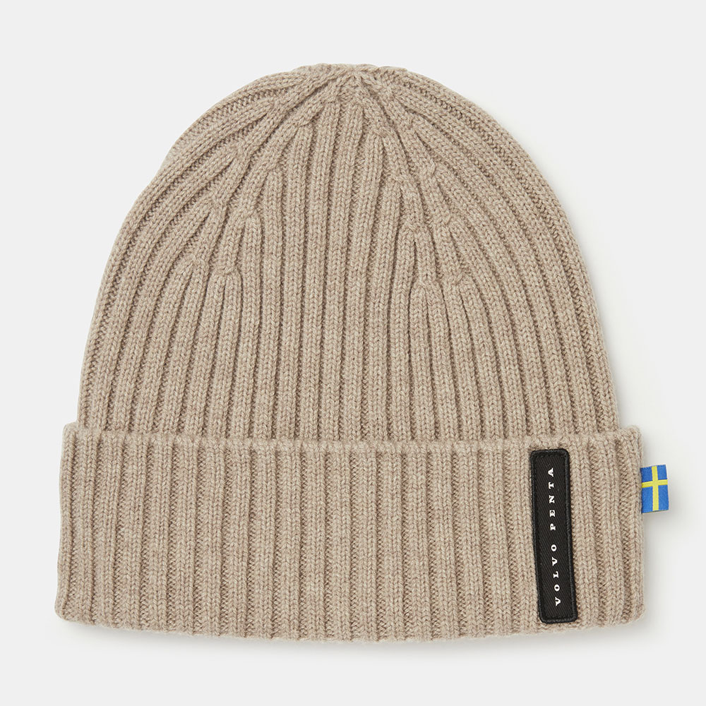 Volvo Penta beige merino wool beanie