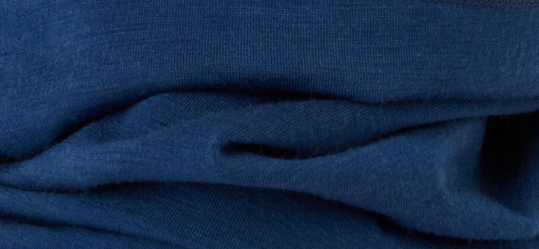 Close up of blue Merino wool fabric