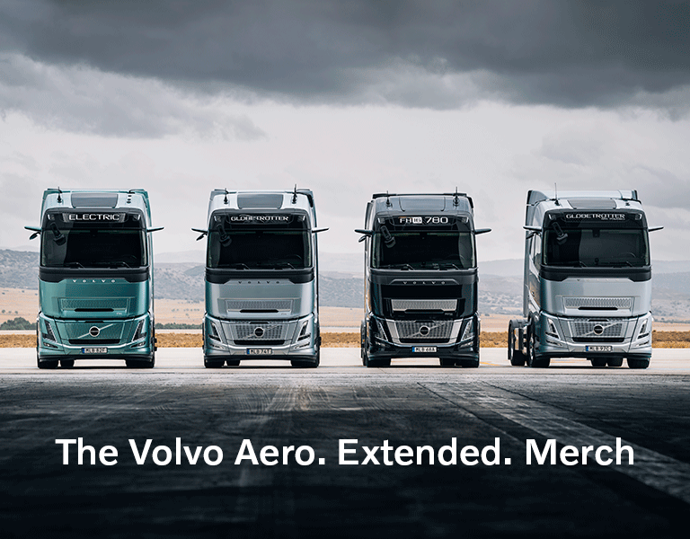 Volvo FH Aero truck lineup on road
